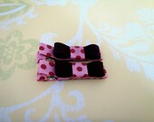 Raspberry Dots Bow Hairclips