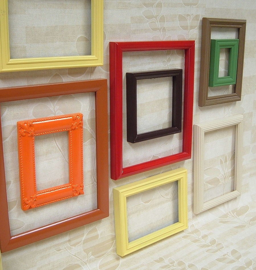 RESERVED for "B" Picture Frames Set Shabby Chic Picture Frames Autumn Fall Home Decor Rustic Nature Collection Gallery Wall Art B12