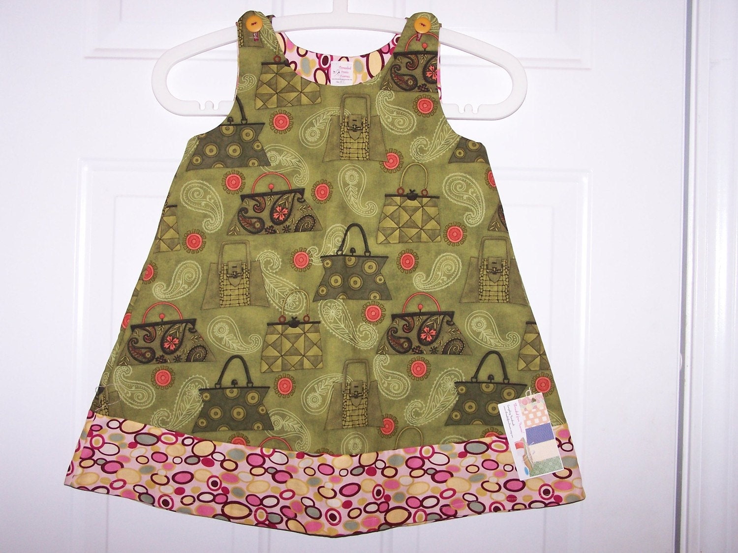 Aline Little Girls Jumper Dress, Green Purses