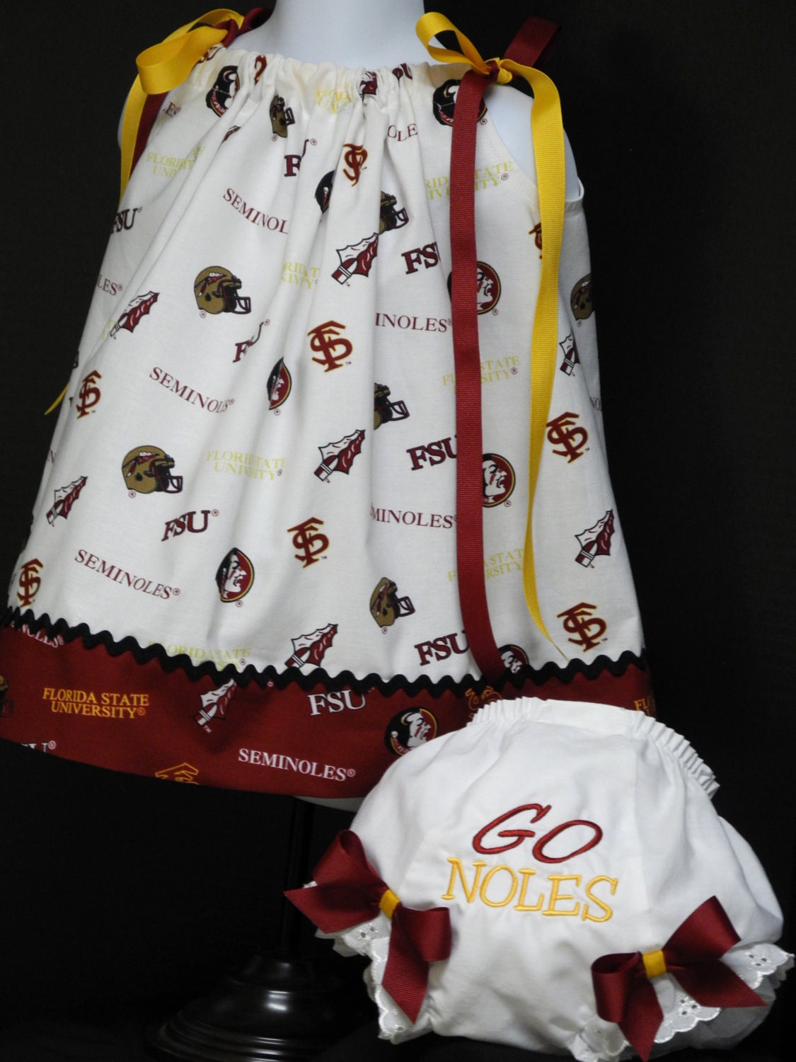 FSU  Pillowcase Dress and Diaper Cover Set  Florida State Seminoles
