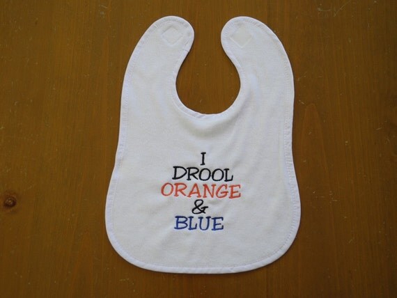 Baby Bib I Drool Orange and Blue