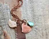 mixed metal - inspire life with vintage blue aqua drop and silver bird