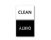 Clean Dirty Dishwasher Magnet Classic Black  White Stripe