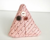 Triangle Coin Purse Change Fabric Quilted Polka Dots Pink Burgundy Buttons