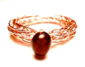 Copper and Garnet Viking Knit RIng