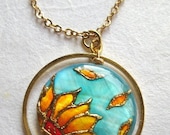 Sunflower Necklace Handpainted Pendant, nature inspired jewelry, flower jewelry, artisan jewellery