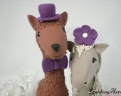 Custom Happy Llama & Pony Love Wedding Cake Topper with Grass Base