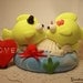Custom Yellow Tang Fish Love Wedding Cake Topper with Ocean Base - for Summer Ocean Theme Wedding