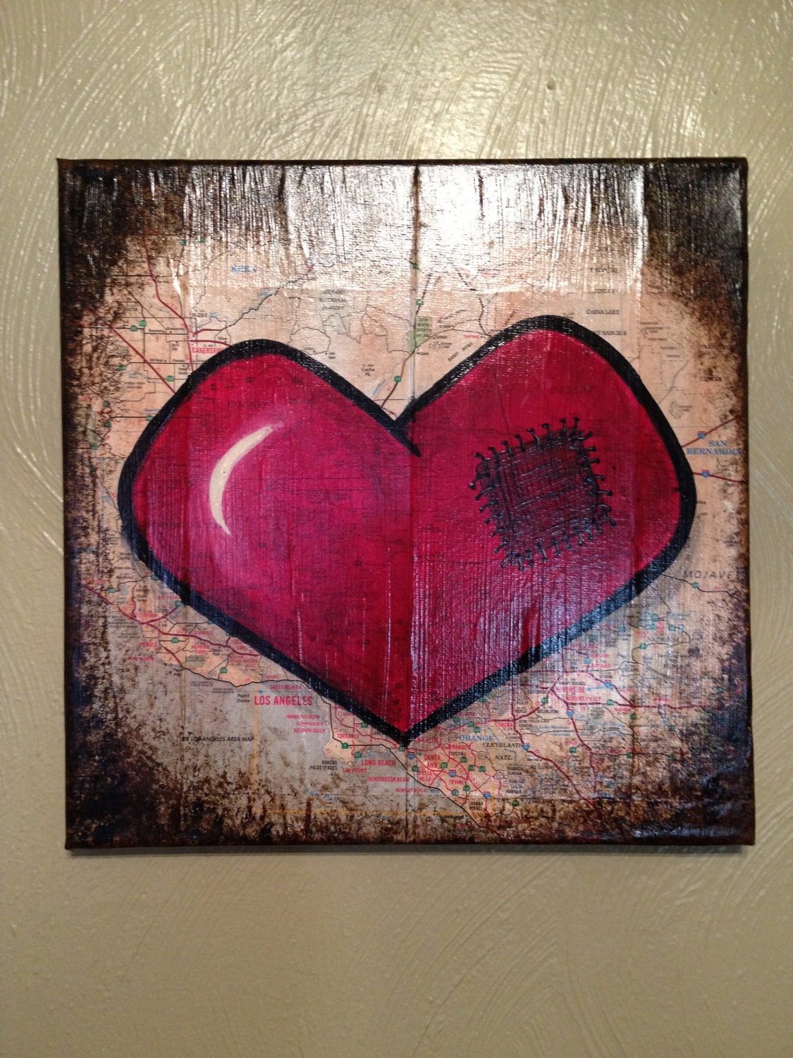 Los Angeles map heart art or other states personalized