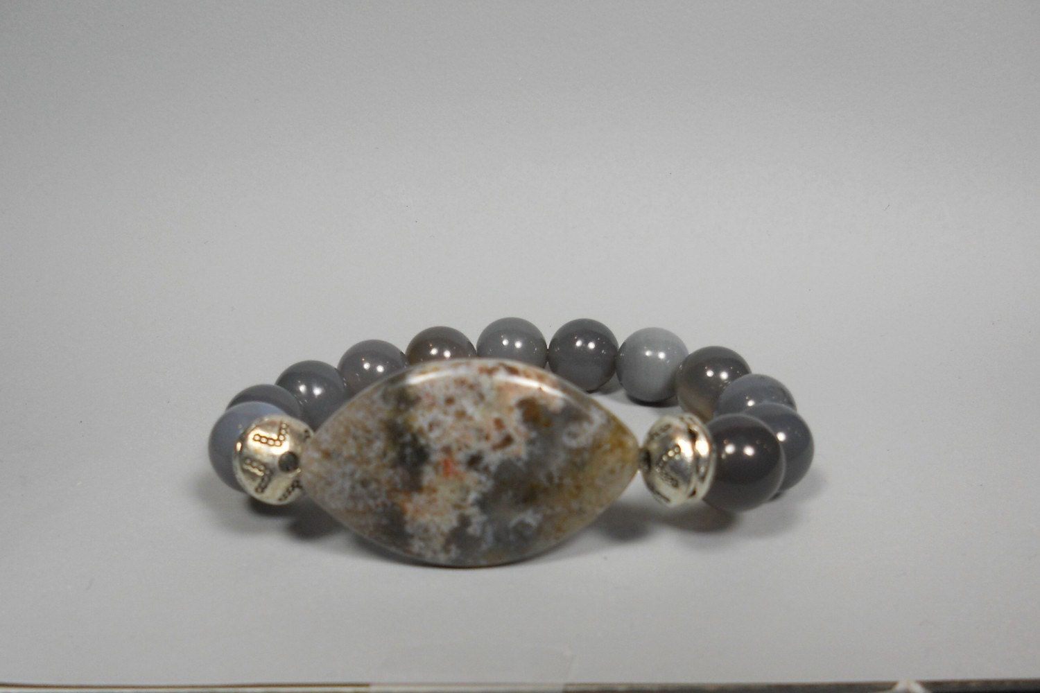 Grey Agate Mala Bracelet