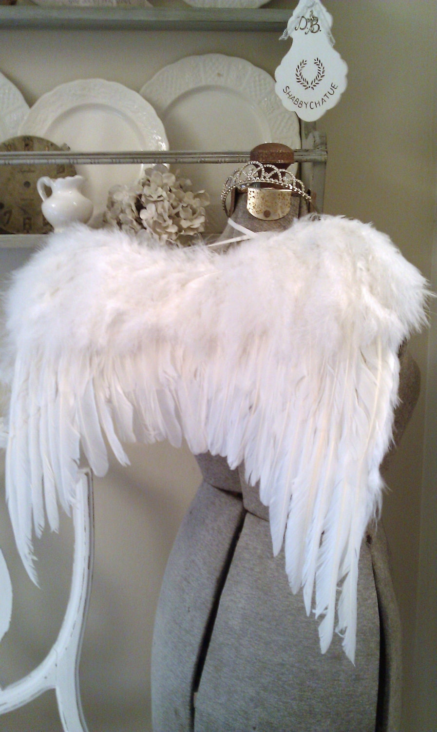 RESERVED for Sharon Only Large Fluffy Romantic Angel Wings