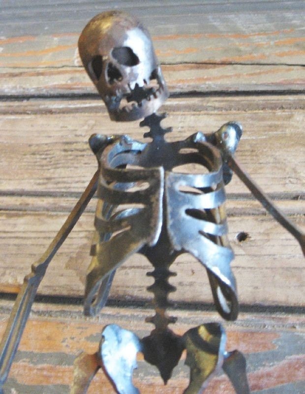 Zombie Skeleton Shambling Along Metal Sculpture