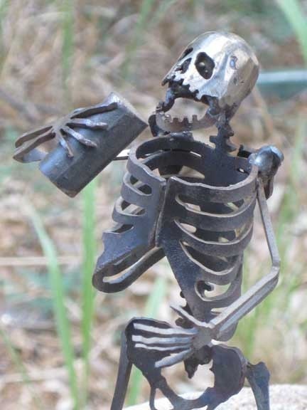 Zombie Skeleton Partying Metal Sculpture