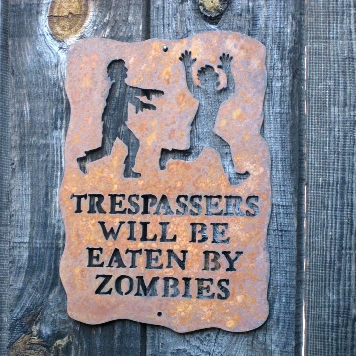 Trespassers Will Be Eaten by Zombies Screw Mount Sign