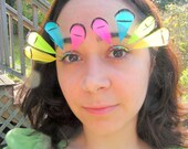 Neon Rainbow Feather Eyelash Jewelry - false eyelashes for burning man, raves, drag, burlesque