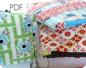 Pouches - 3 Sizes Ruffled Flat Bottom Pouches with strap option - Sewing Tutorial & Pattern eBook in PDF format