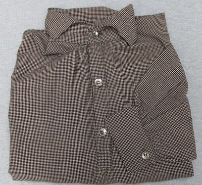 Black Plaid Homespun Shirt 16" Neck Men's Civil War NSSA Cowboy S106