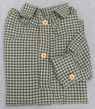 Green Plaid Shirt 13" Neck Boy's Civil War NSSA Cowboy SB102