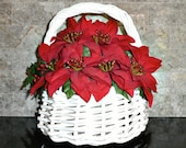 Poinsettias in Heavy White Wicker Basket, 1980s