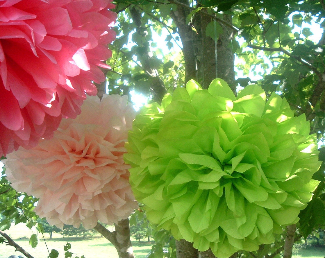 Wedding decorations pom pom...12 Poms...pick your colors
