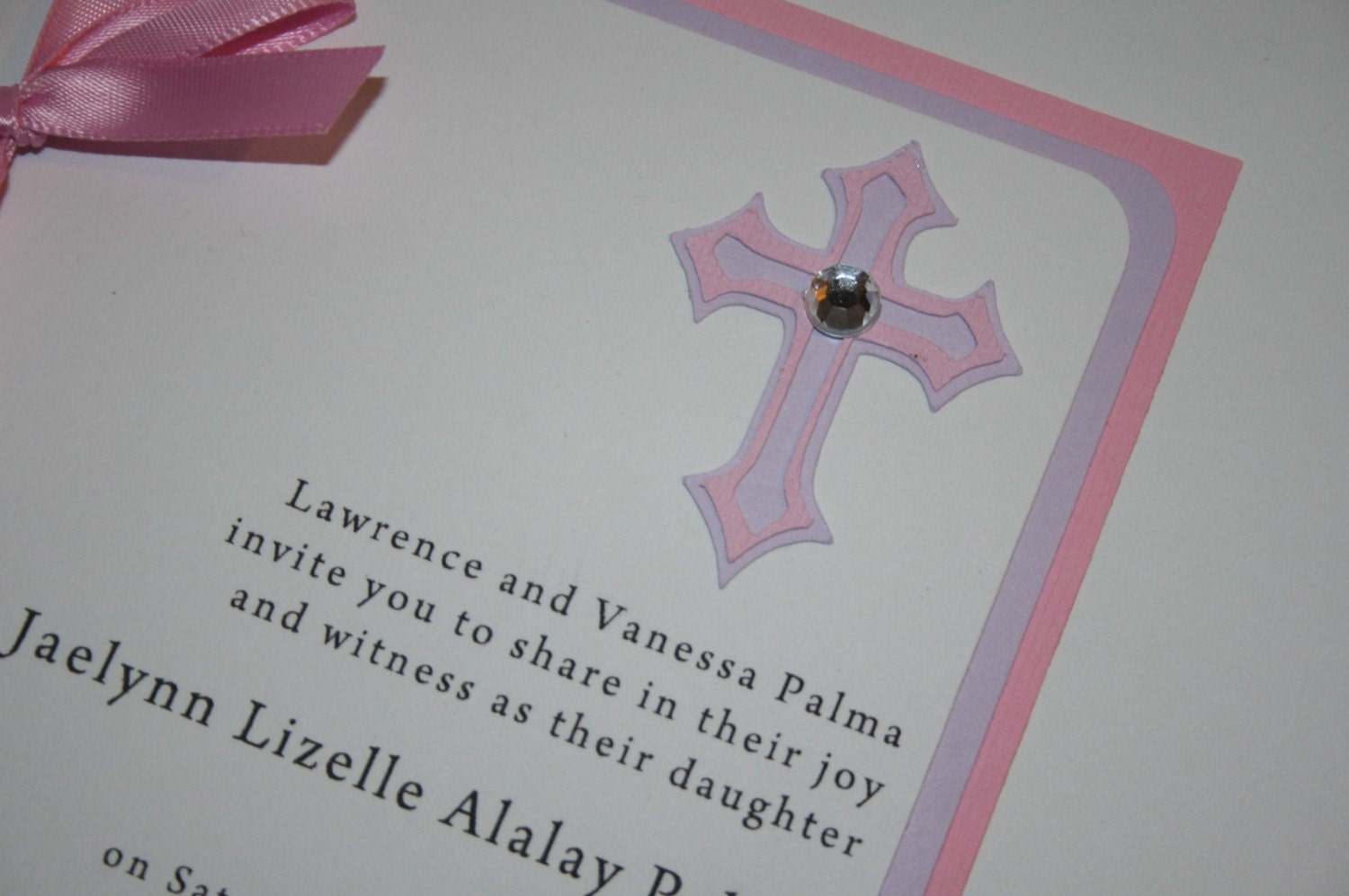 Handmade Baptism Invitations with Bow
