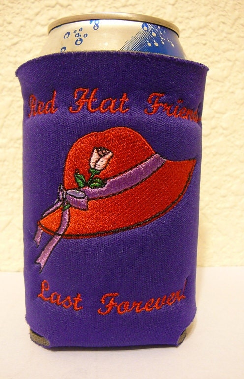 Red Hat Society - Bottle Cozy -  Red Hat Friends Last Forever