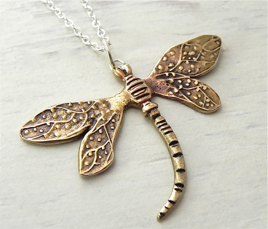 Bronze Dragonfly Pendant Handmade Jewelry Supply