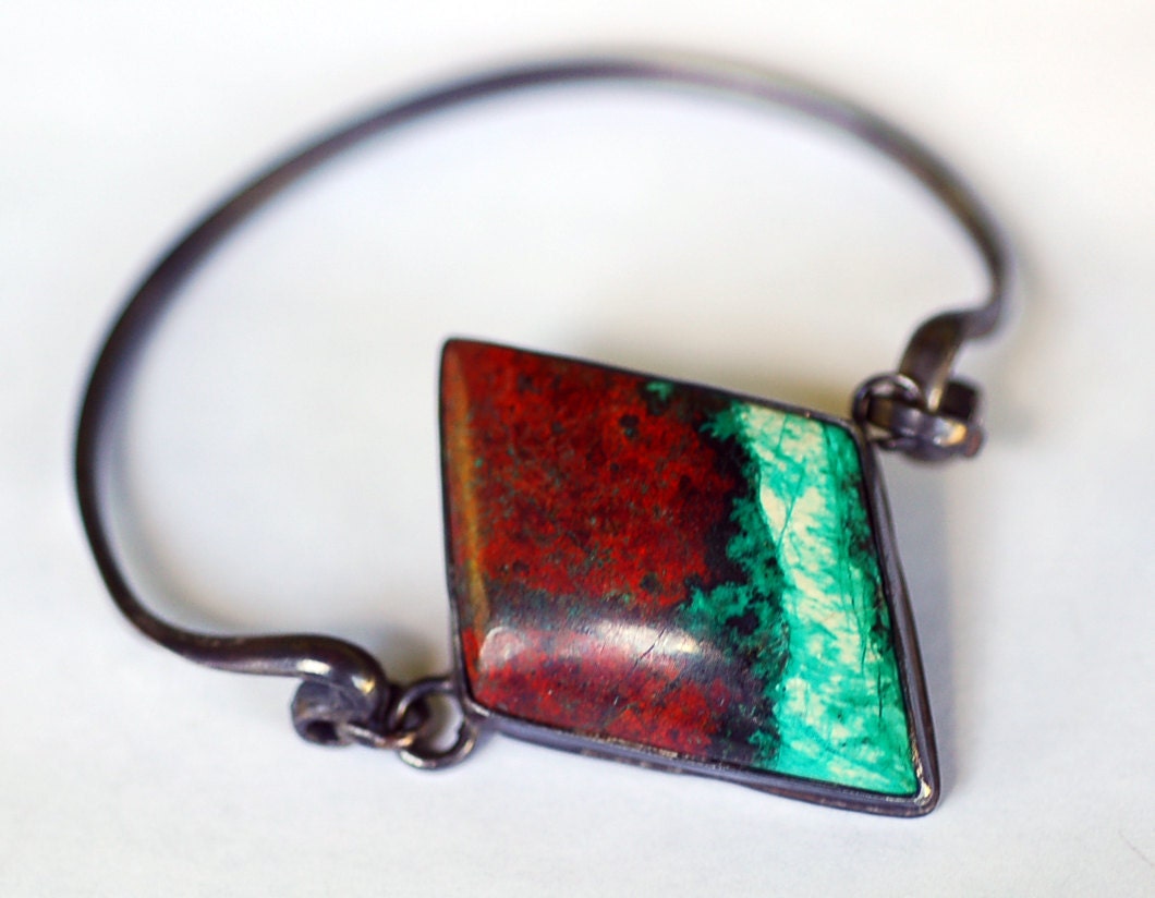 sedona sunrise bracelet... green and red jasper sterling silver bracelet