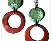 the grass is greener... red and green patina earrings