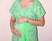 Ivan Hospital Maternity Gown in Lime Green and Blues-Deliver Your Baby in Style by Mommy Moxie on Etsy