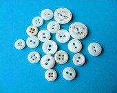 19 Vintage Glass Buttons Aurora Luster White China