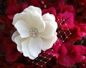 Ivory Flower with Rhinestone and Pearls