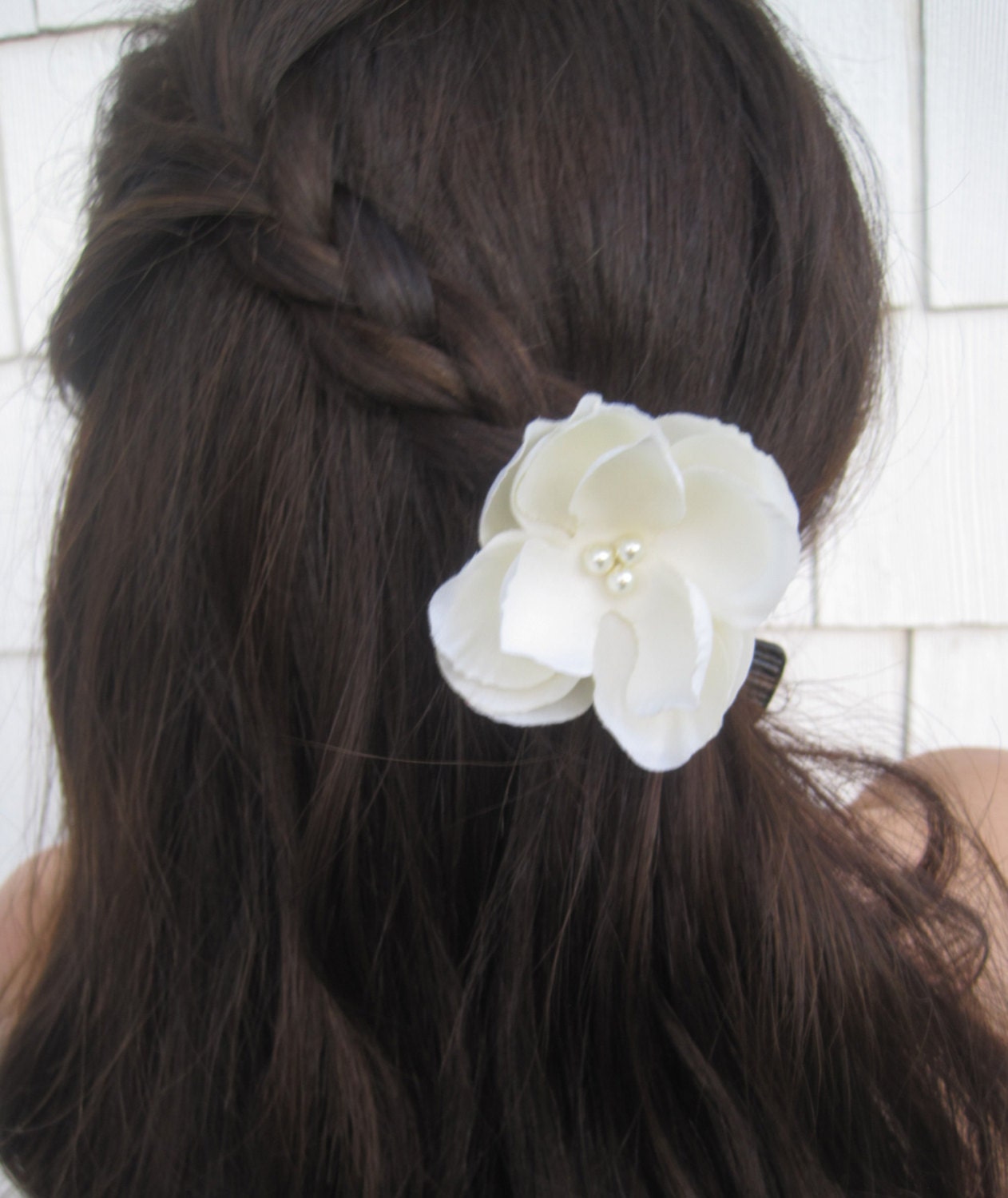 Bridal Flower, Ivory, Fascinator, Wedding Flower, Pearls, Silk, Hair Clip, Classic Small