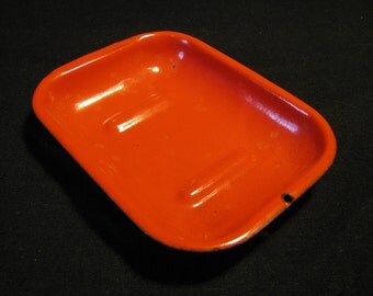 Midcentury Modern Red Enamel Soapdish Poland
