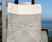 big bow canvas tote bag