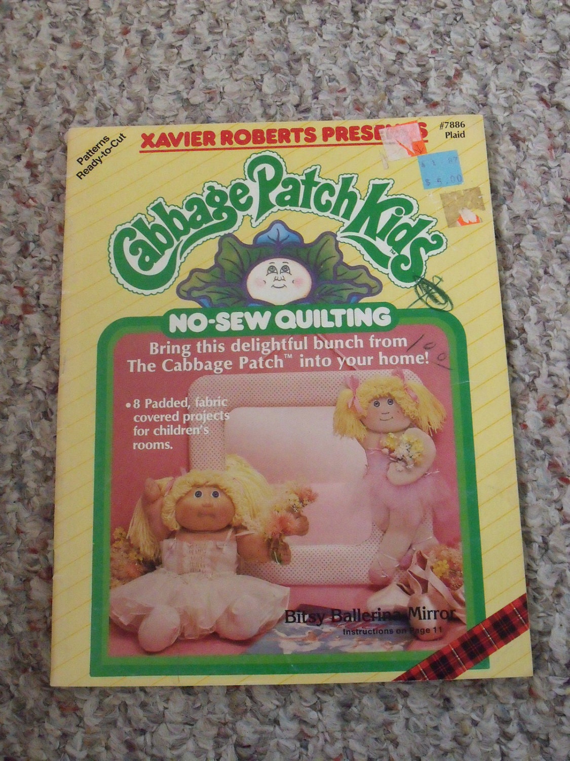Cabbage Patch Kids No-Sew Quilting Pattern Book: 8 Padded Fabric-covered Projects for Children's Rooms, Vintage 1985, Wall Decor, Mobile