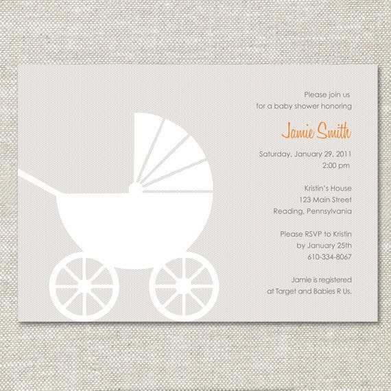 Custom Baby Shower Invitation (Digital or Printed) - "Modern Pattern Carriage"