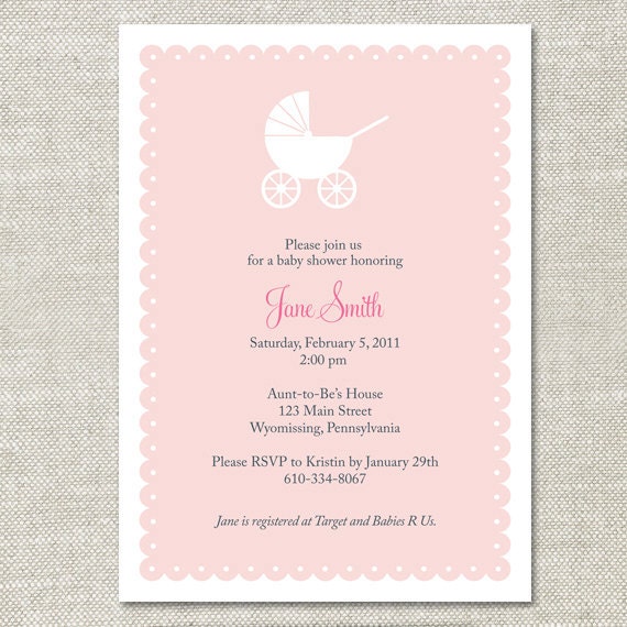 Custom Baby Shower Invitation (Digital or Printed) - "Sweet Stroller"