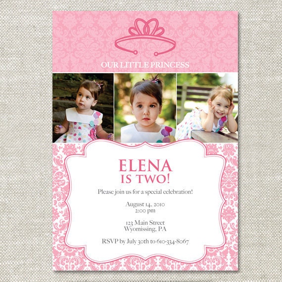 Fancy Princess Photo Birthday Invitation (Digital or Printed)