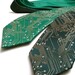 Circuit Board Necktie - Metallic Copper and Silver Ink on Green or Black Tie