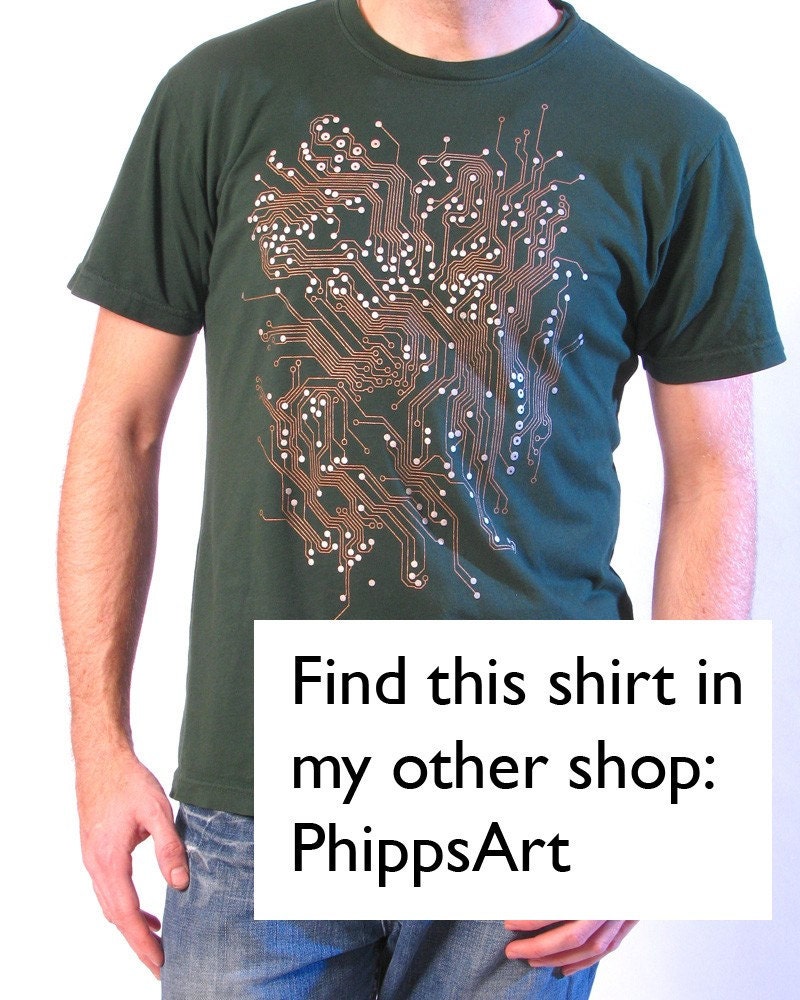 Circuit Board Necktie - Metallic Copper and Silver Ink on Green or Black Tie