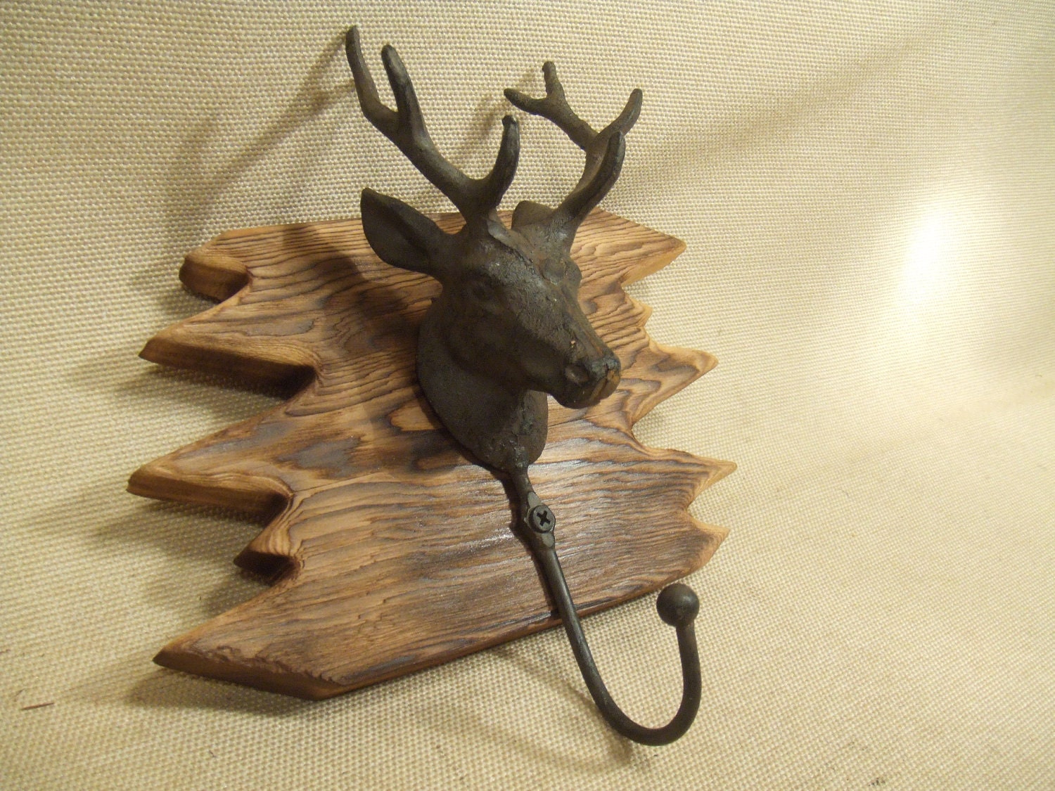 Rustic deer coat rack -- lodge cabin decor -- reclaimed western cedar