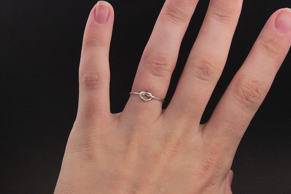 Sterling Silver heart ring. Love knot ring infinity ring. Unique promise ring, committment ring, Purity ring midi ring