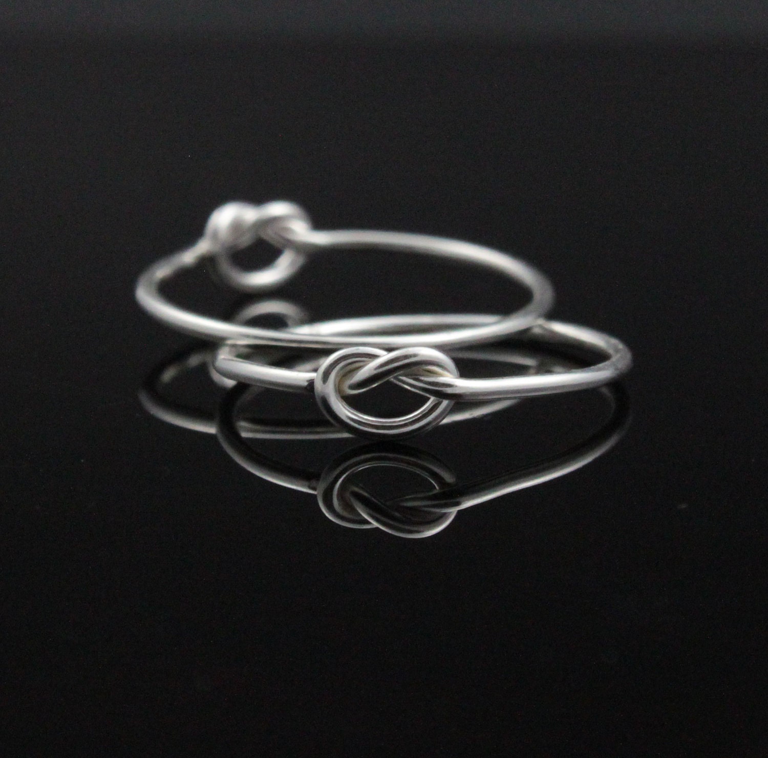 Friendship rings, a set of two. Infinity knot rings made of Argentium Sterling Silver. Best friends committment love friendship sisters BFF