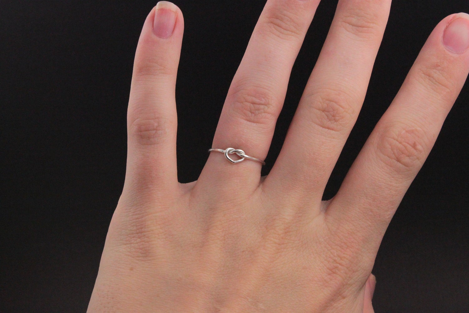 Sterling Silver heart ring. Love knot ring infinity ring. Unique promise ring, committment ring, Purity ring midi ring