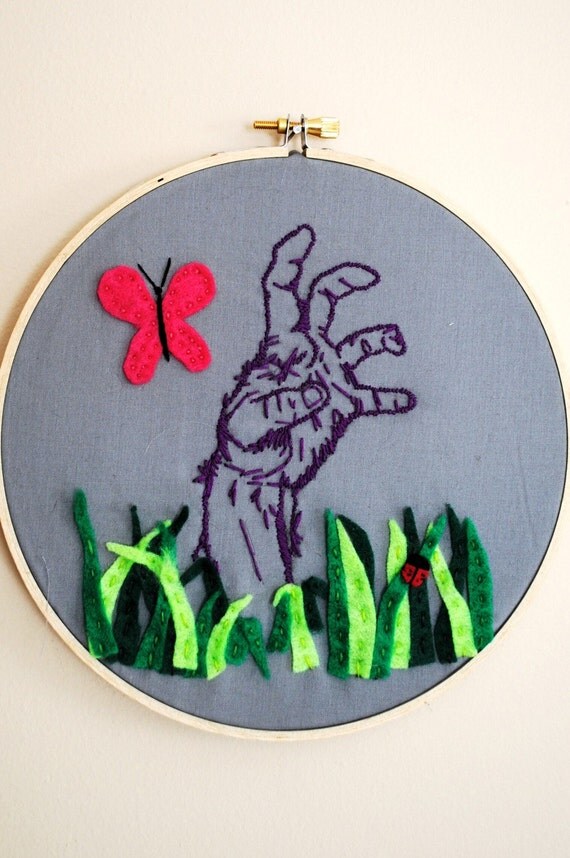 Everything's Coming Up... Zombie. Springtime Hand Embroidery