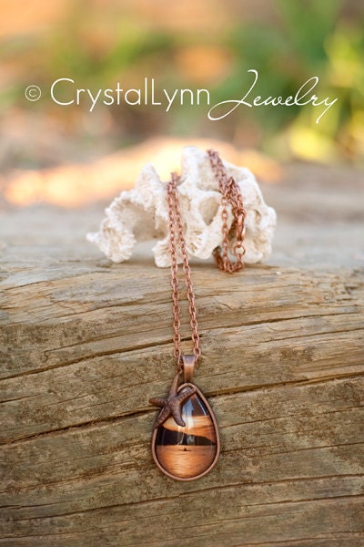 Polynesian Sunset, Copper Pendant Photo Necklace