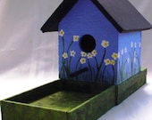 Blue Flower Birdhouse and Bird Feeder all in 1