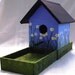 Blue Flower Birdhouse and Bird Feeder all in 1