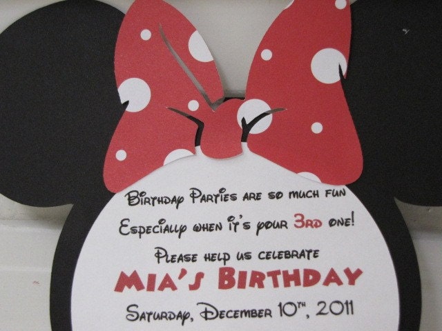 Handmade Minnie Mouse Invitations QTY 20